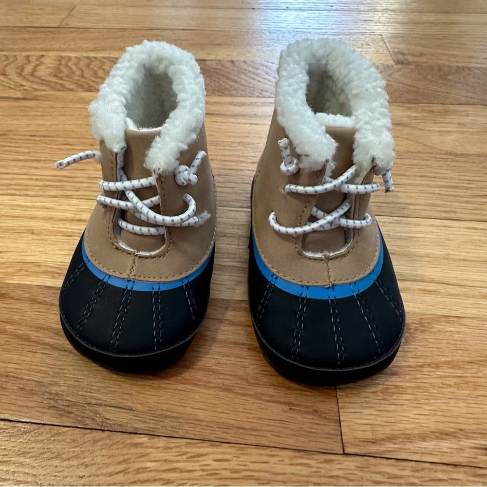 Carter's Tan and Black Baby Boots 3-6 months